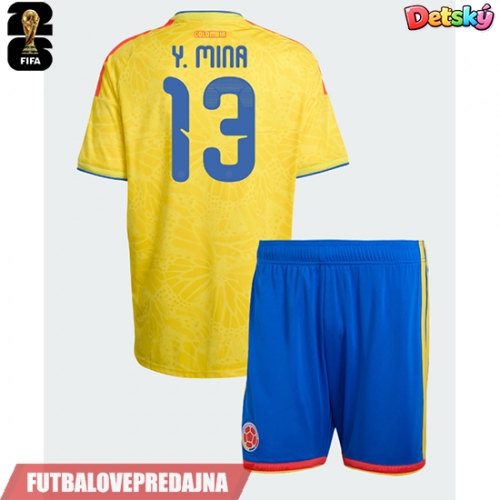 Lacne Dětský Futbalové dres Kolumbia Yerry Mina #13 MS 2026 Krátky Rukáv - Domáci (+ trenírky)